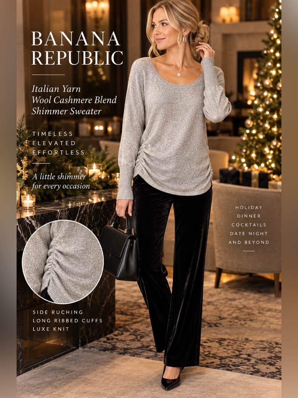 Banana Republic Italian Yarn Wool Cashmere Metallic Shimmer Sweater M
